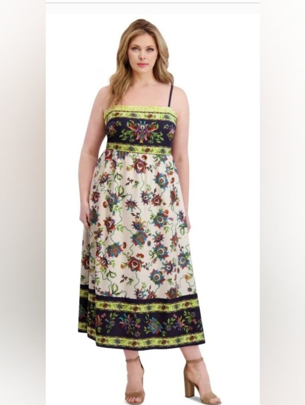 Sienna Square Neck Floral Border Maxi Dress